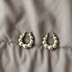 Nordstrom Silver Beaded Hoop Earrings